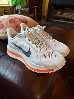 Nike White and Orange Mesh Air-Unit Running Shoes